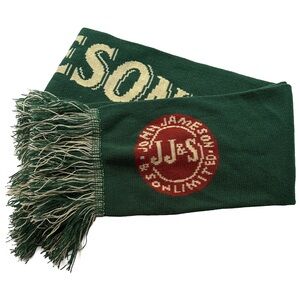 Jameson Irish Whiskey Knit Scarf – Green Fringe Logo Scarf
